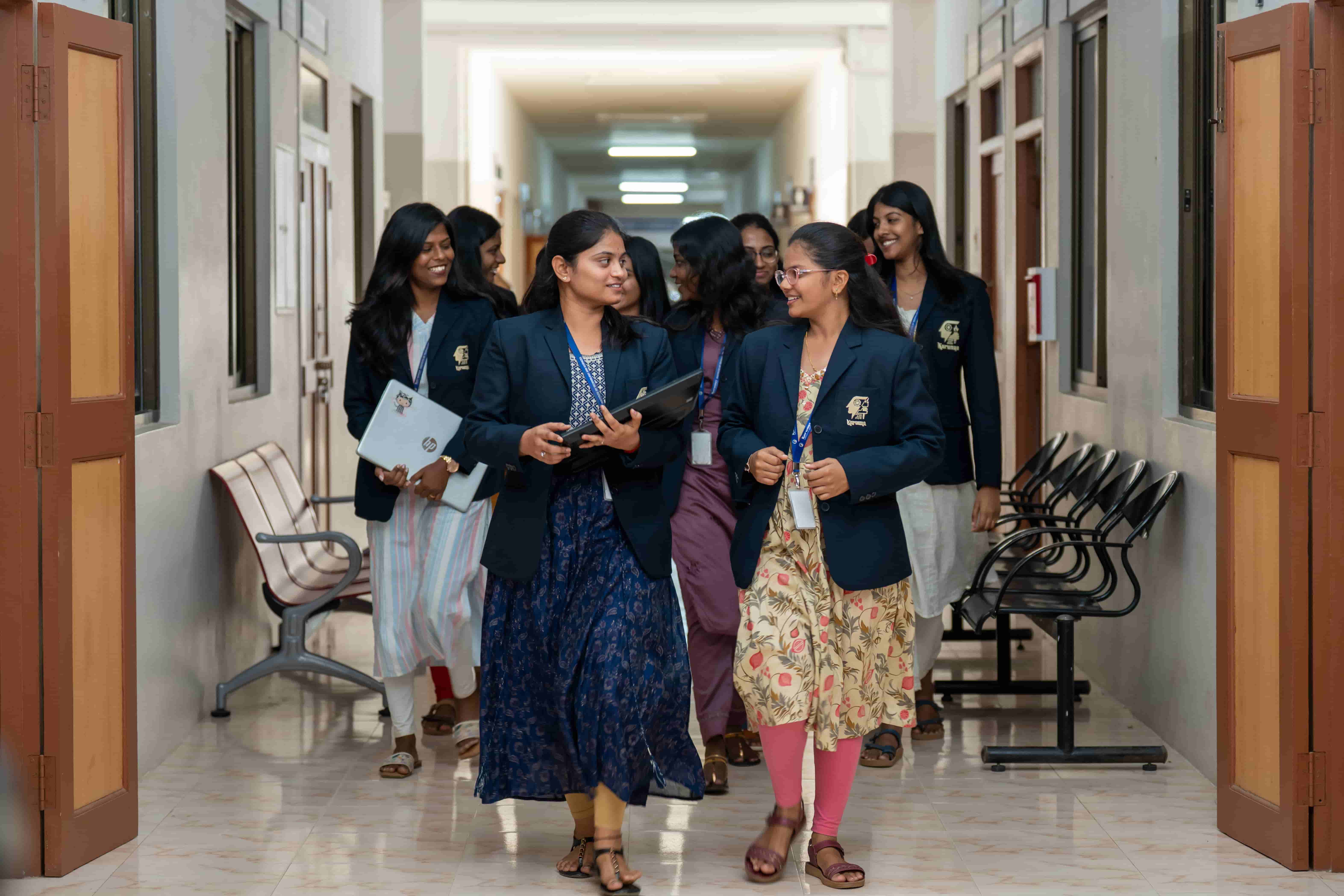 Students walking confidently on campus